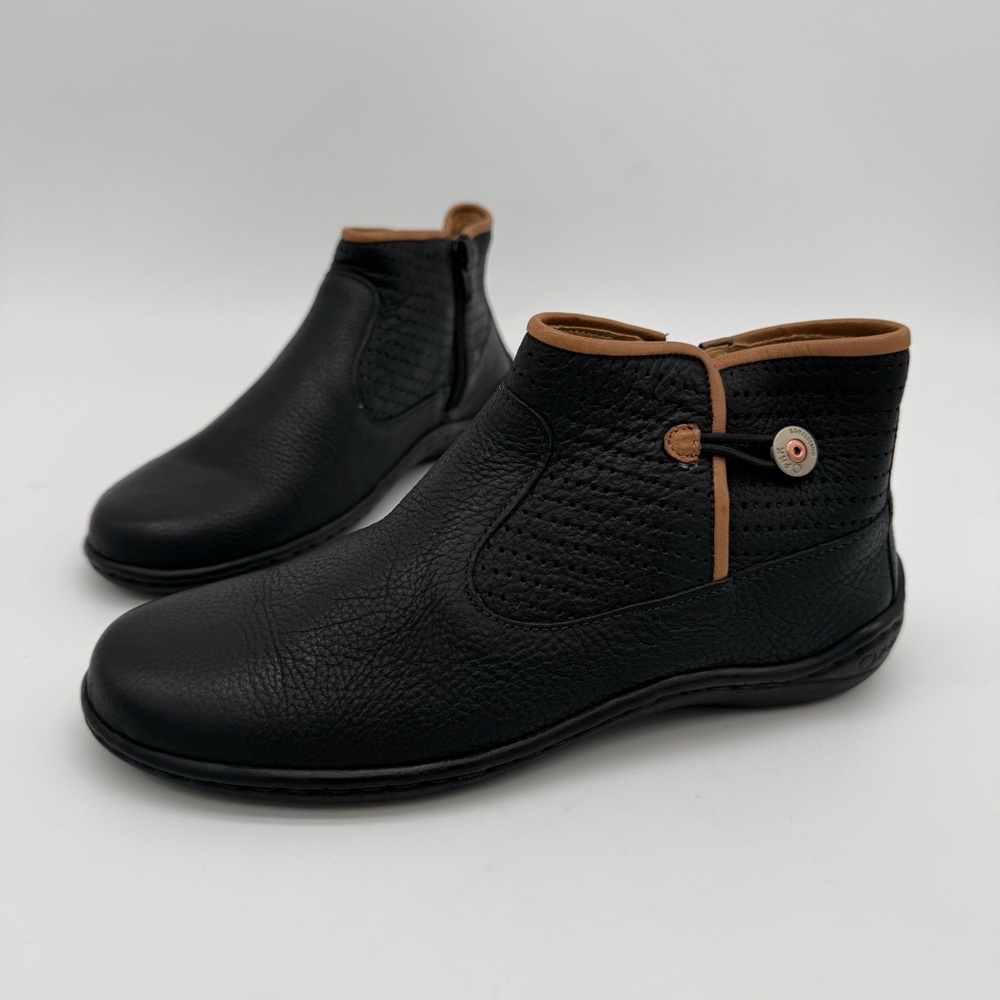 Opananken Antistress Black Leather Zip Ankle Boot Size 36/6